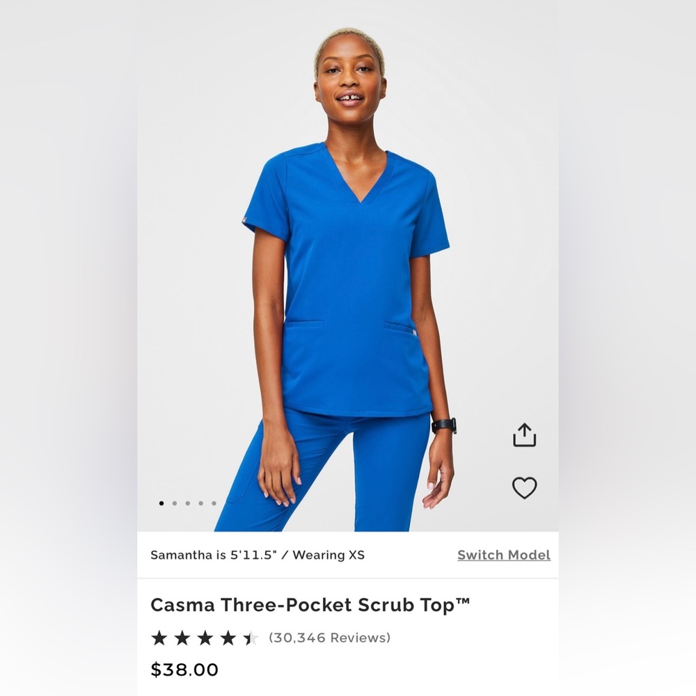 Figs royal blue Casma three pocket scrub top size M